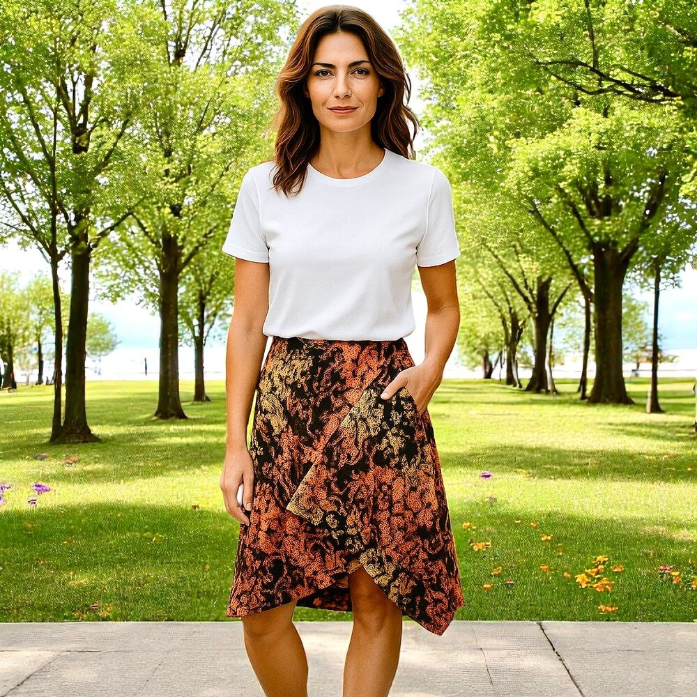 Magaschoni SILK Skirt Asymmetrical Side Zipper